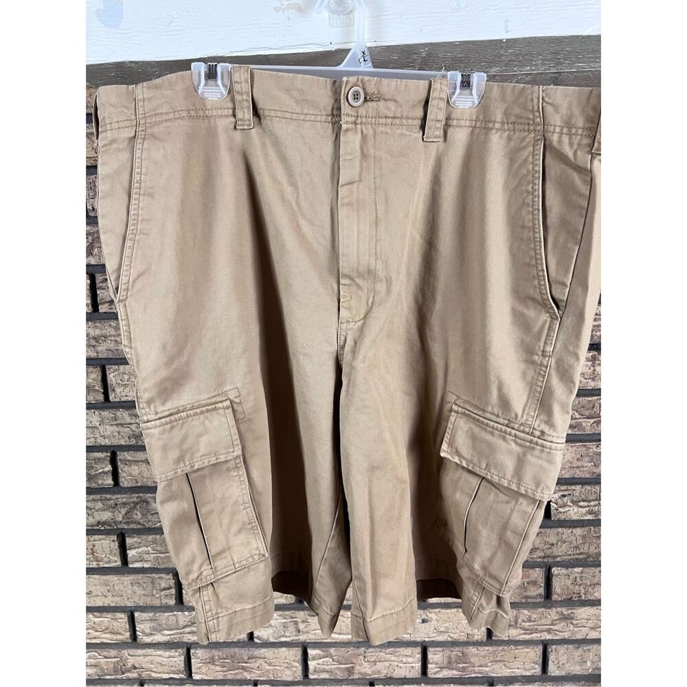 Roundtree & Yorke Men's Classic Fit 9" Inseam Stretch Cargo Shorts Khaki 44